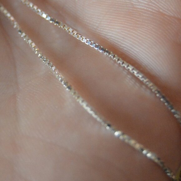 Italian sterling silver thin box chain necklace, 24" - Picture 2 of 5